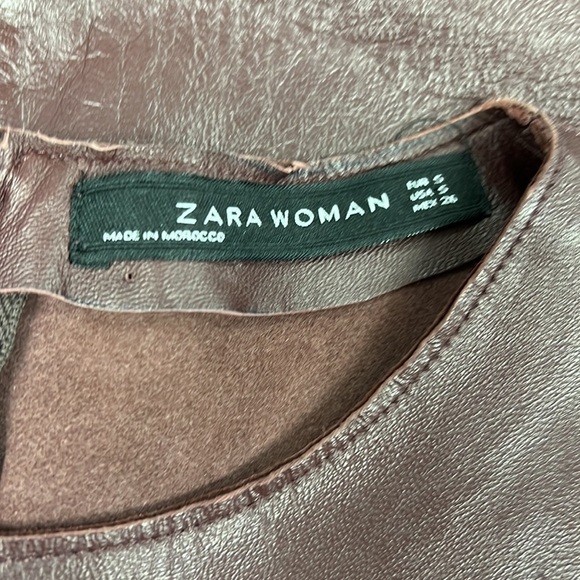 Zara Woman 100% Sheepskin Leather Dress (Deep Burgundy/Merlot) - Picture 5 of 12